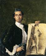 Luis Egidio Melendez portrait Holding an Academic Study oil